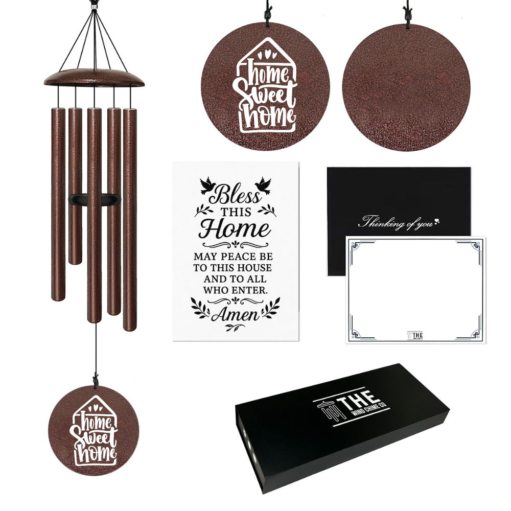 Home Blessing Serenity Wind Chime - Antique Bronze Flower For Special Occasions or Reflections 48”
