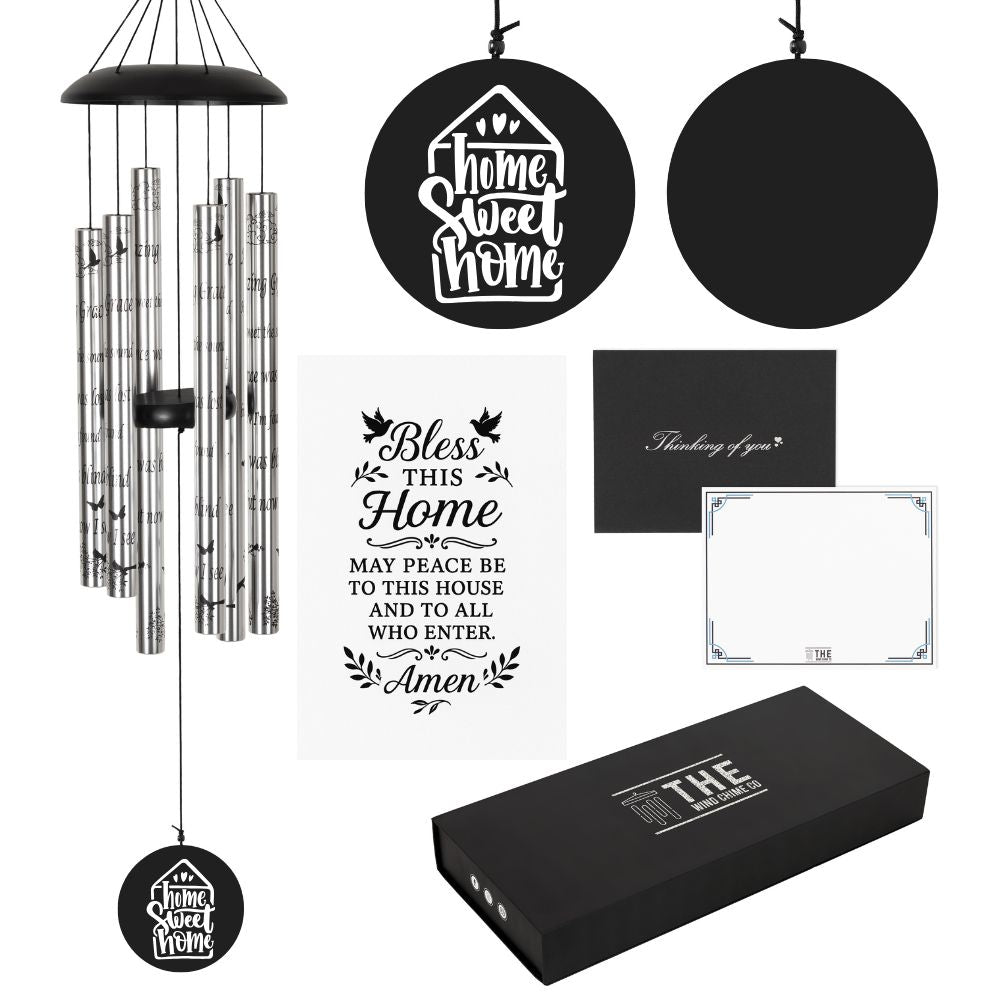 Home Blessing Serenity Wind Chimes, Thoughtful Gift For Special Occasions or Reflections Amazing Grace Scripture 40"