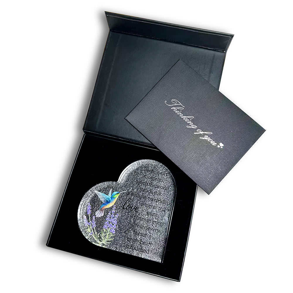 Memorial Heart With Gift Box - Acrylic Hummingbird