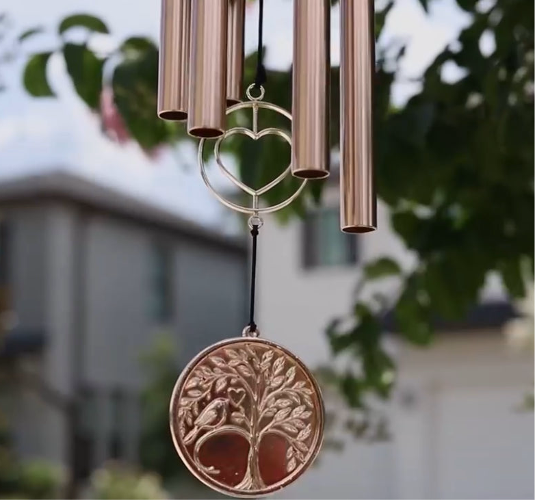 Wedding/Anniversary Wind Chime – Whispering Hearts™ – Platinum Rose 30”