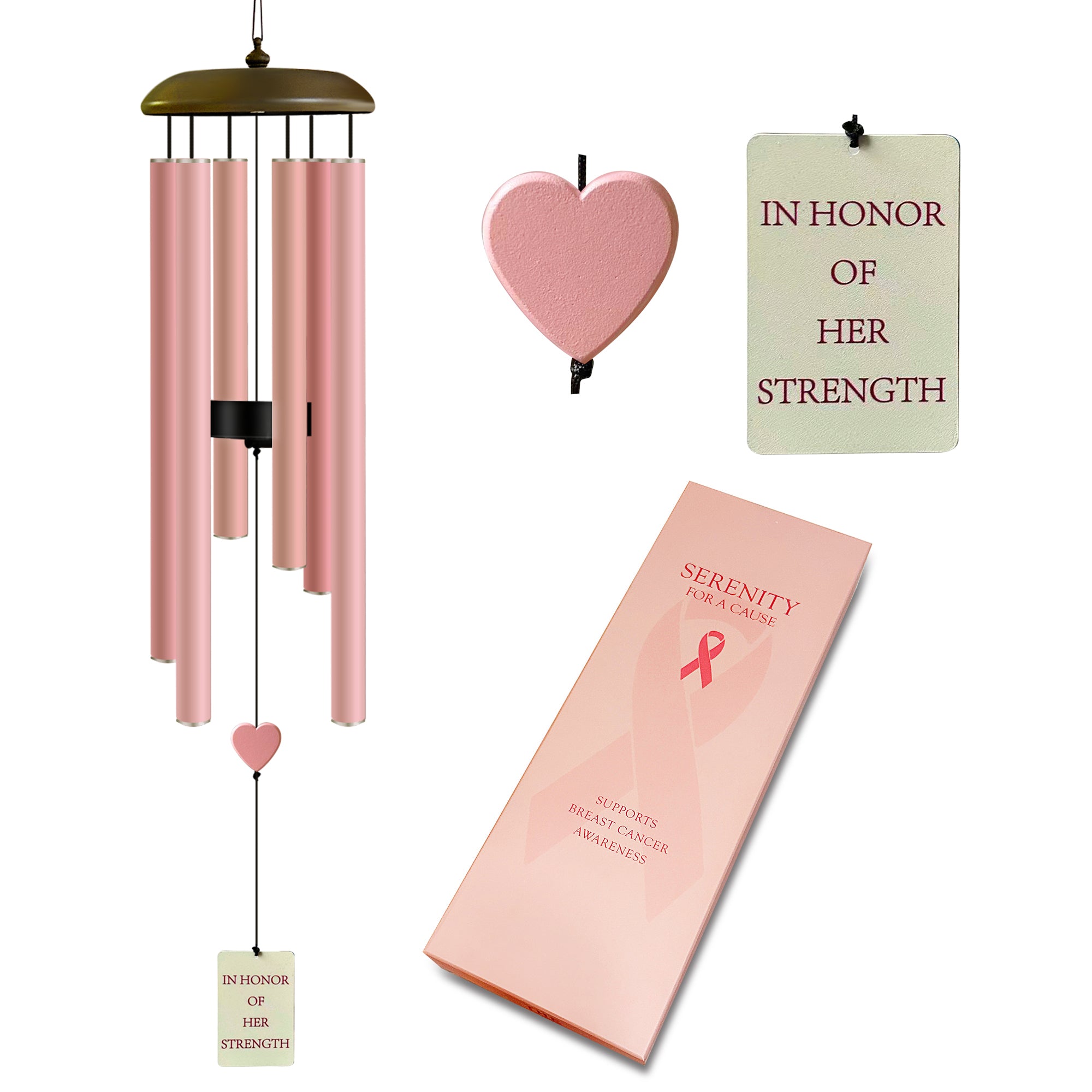 Breast Cancer Wind Chime 29” - In Honor of Her Strength