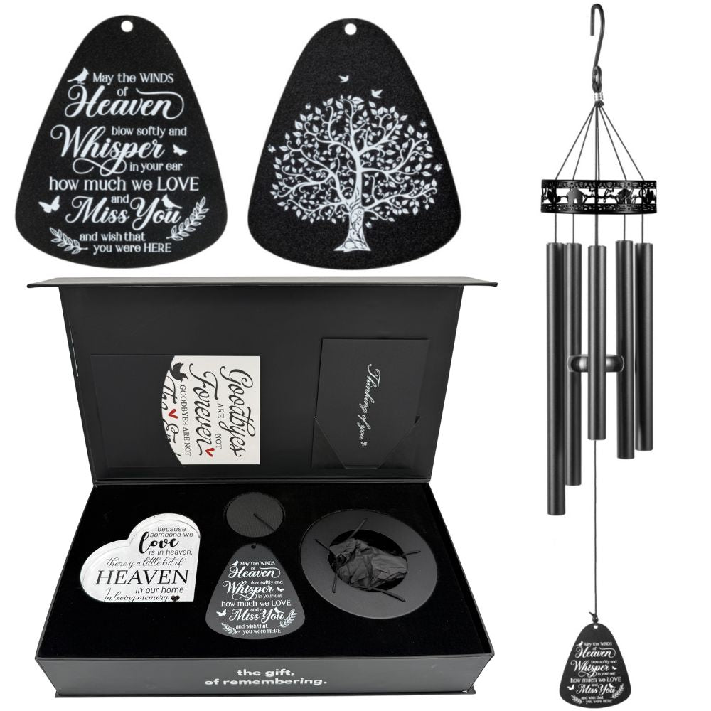 Gift-Bundle - Serenity Family-Love Memorial Wind Chimes, Thoughtful Gift For Special Occasions or Reflections 34"