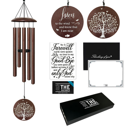 Memorial Serenity Wind Chime - Antique Bronze Flower For Special Occasions or Reflections 48”